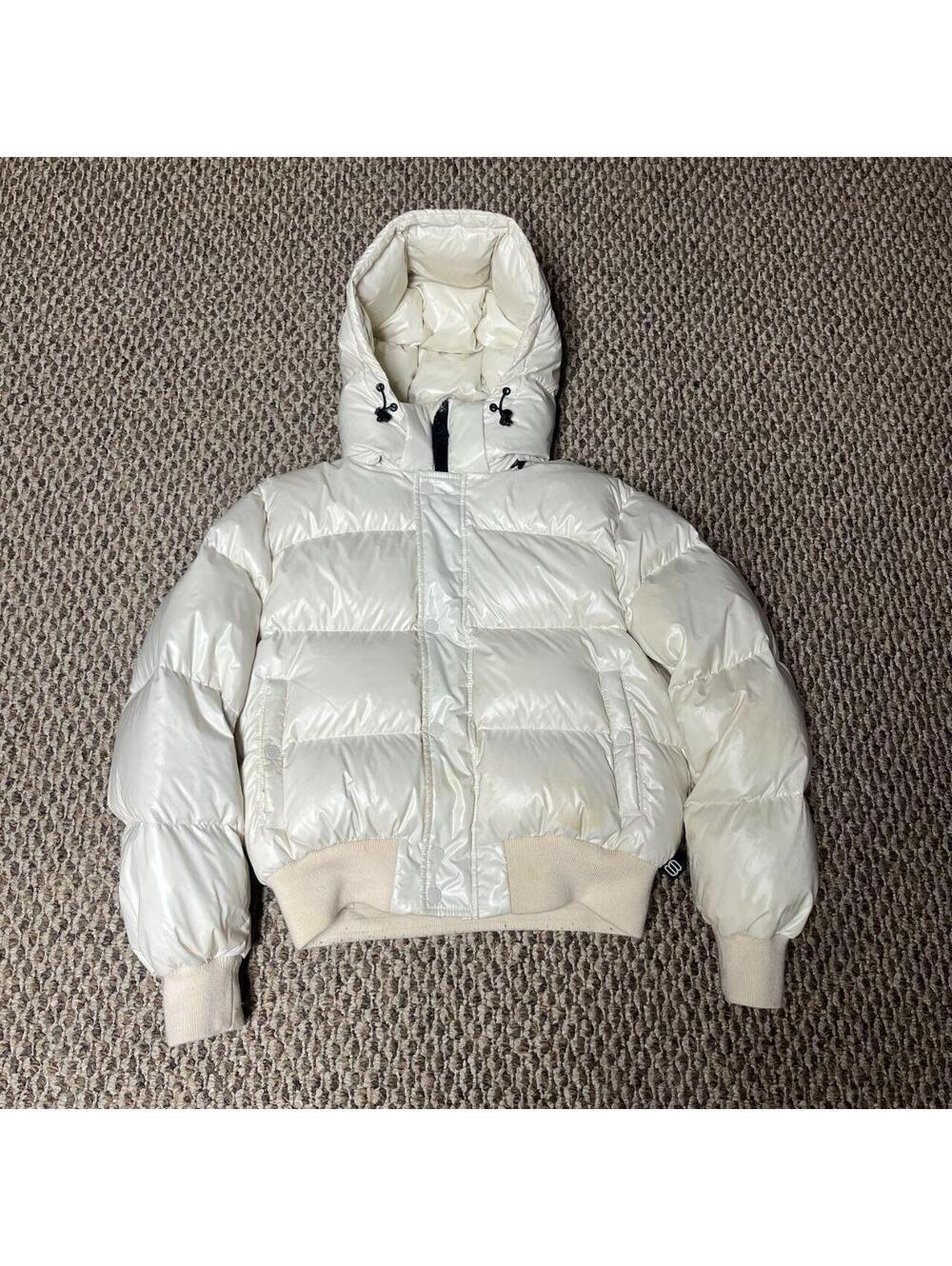 Women's Aritzia Super Puff Bomber Puffer Jacket Hi-Gloss Cream Sz. S